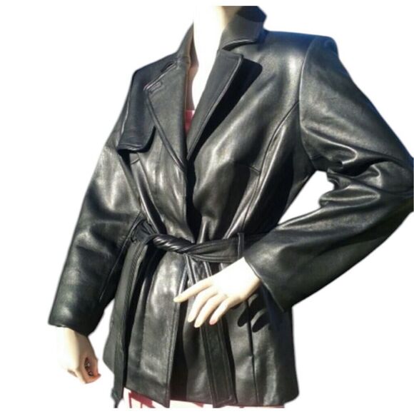 ✨Worthington Genuine Lambskin Leather Black Sz Large Jacket✨ - Picture 1 of 11